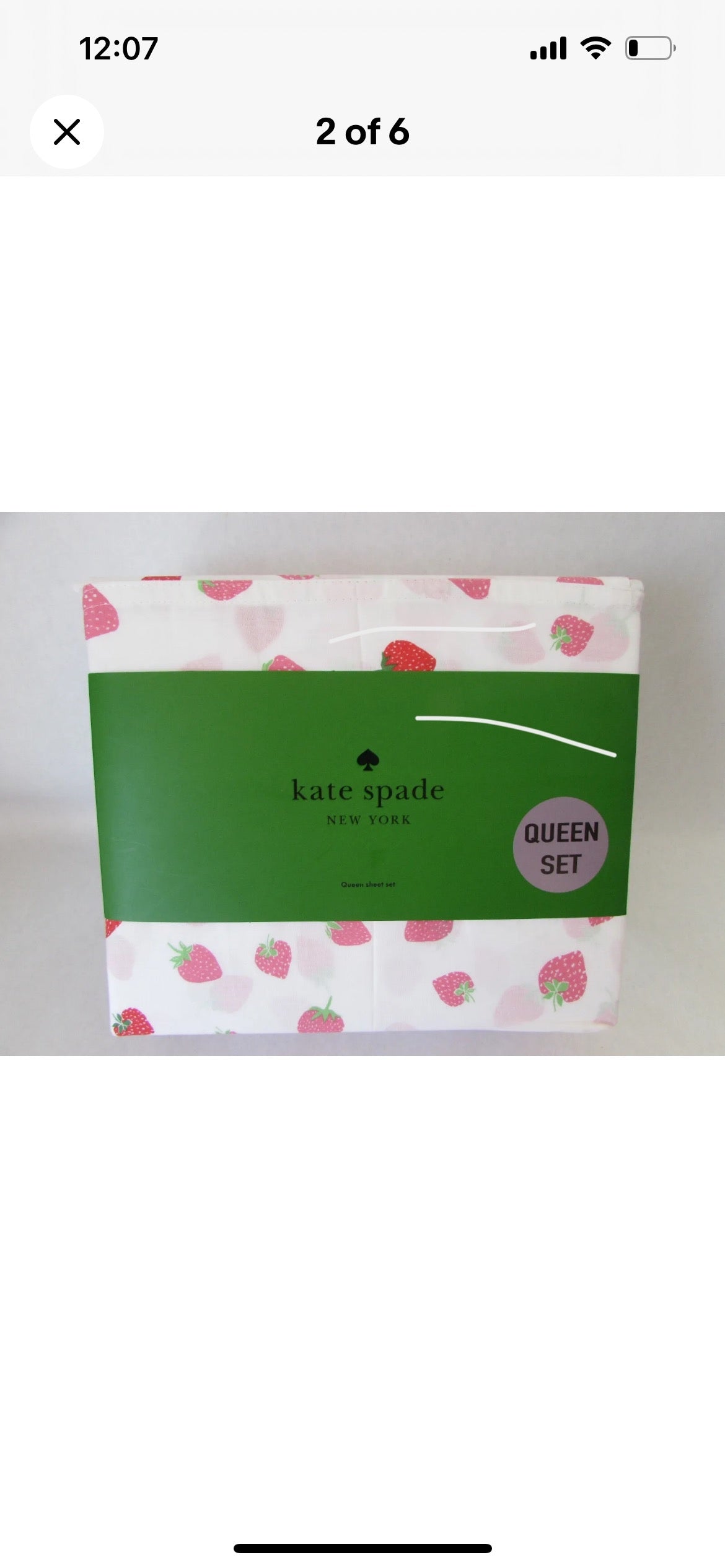 Kate Spade Queen Sheet Set Strawberries Cotton Percale Sheets π NWT