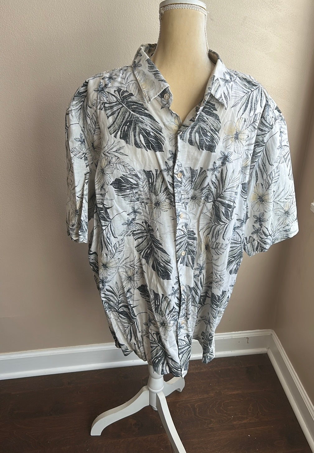 Tasso Elba Men’s Set Of 2 Shirts Summer Short Sleeve 2XL Tropical Linen Blend
