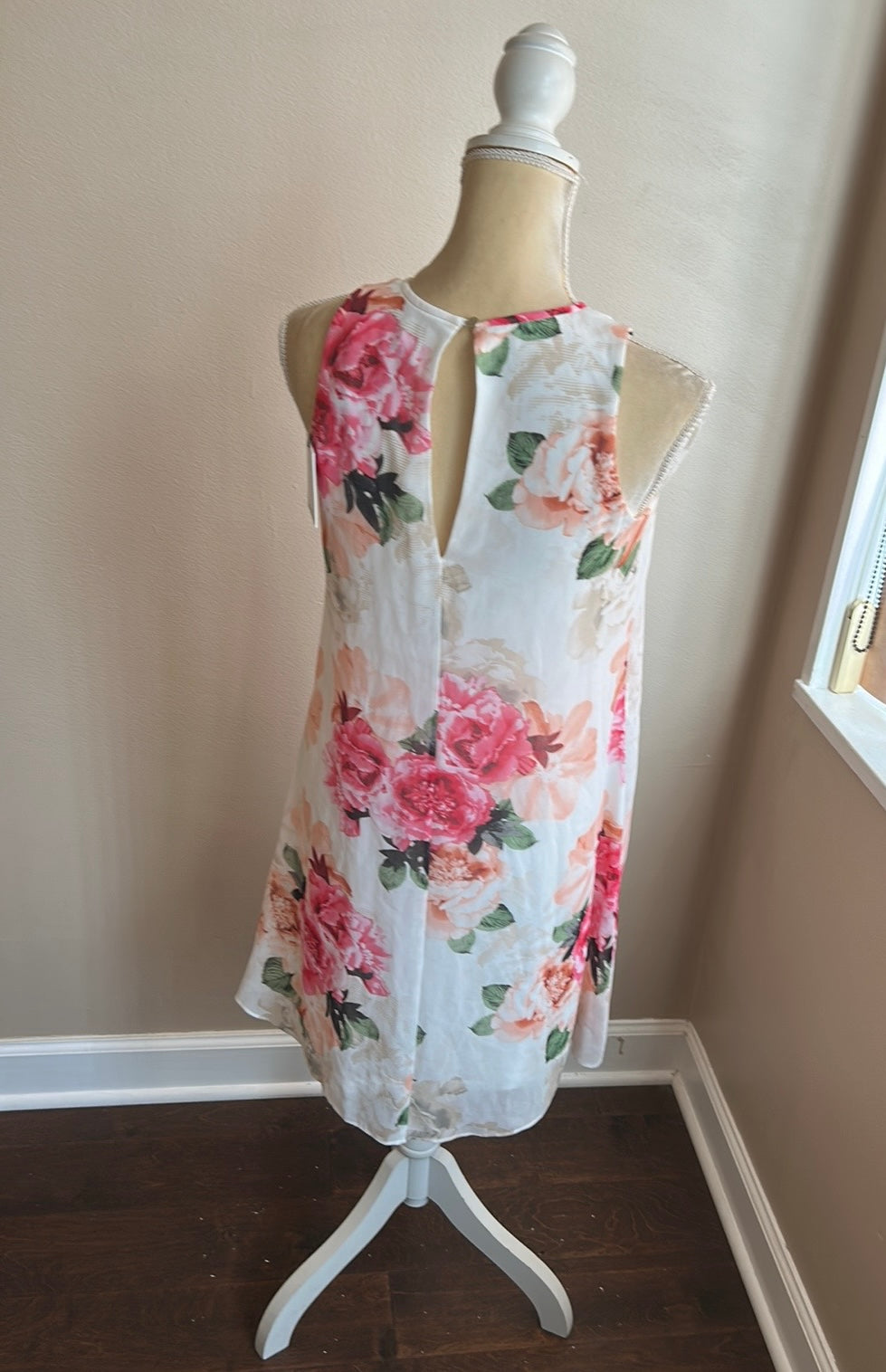 Calvin Klein Womens A Line Dress Mini Sz 2 Floral Roses New ST2125