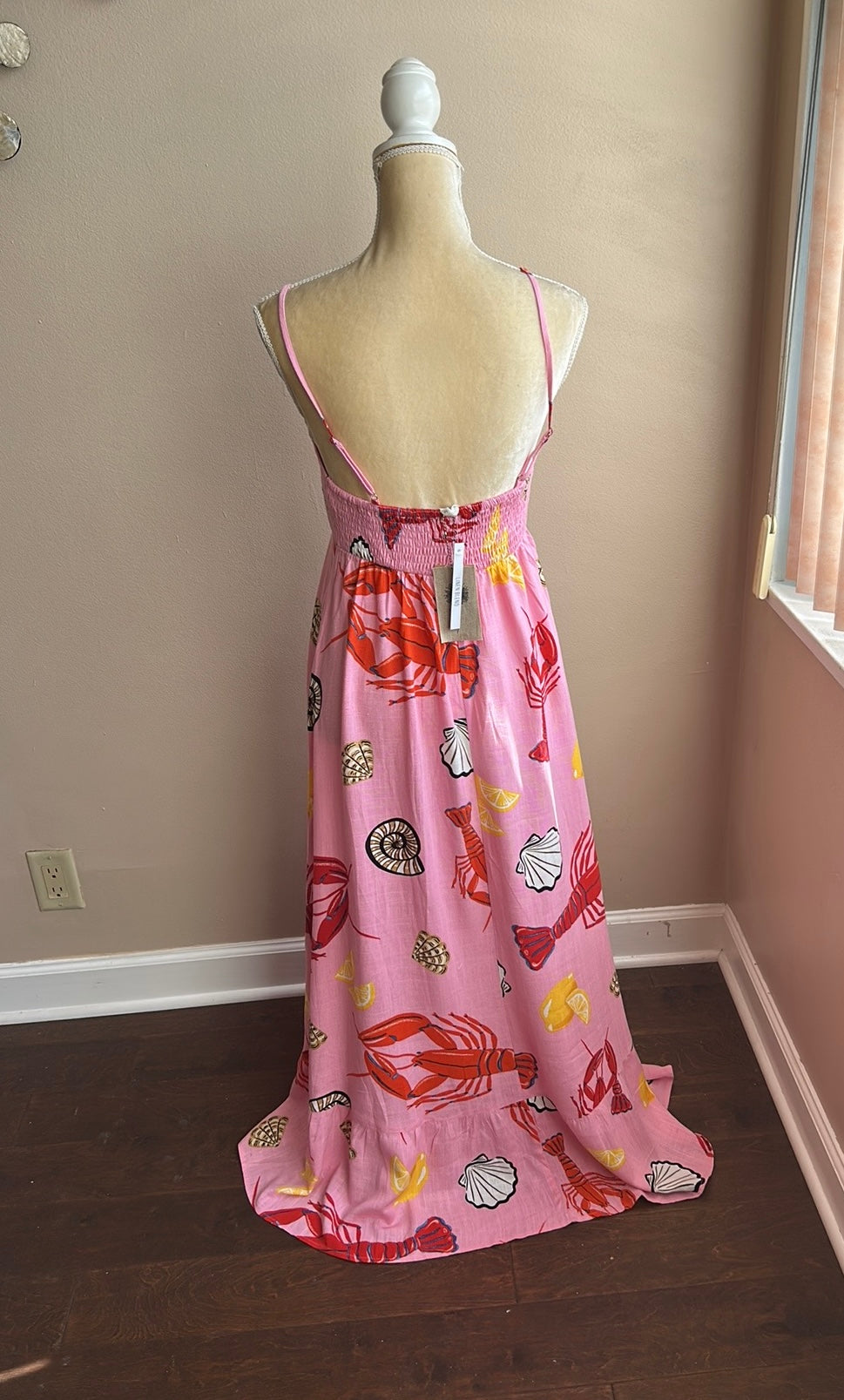 Label Of Love Womens Summer Dress Linen Blend Sz L Nautical Lobster Lemons New