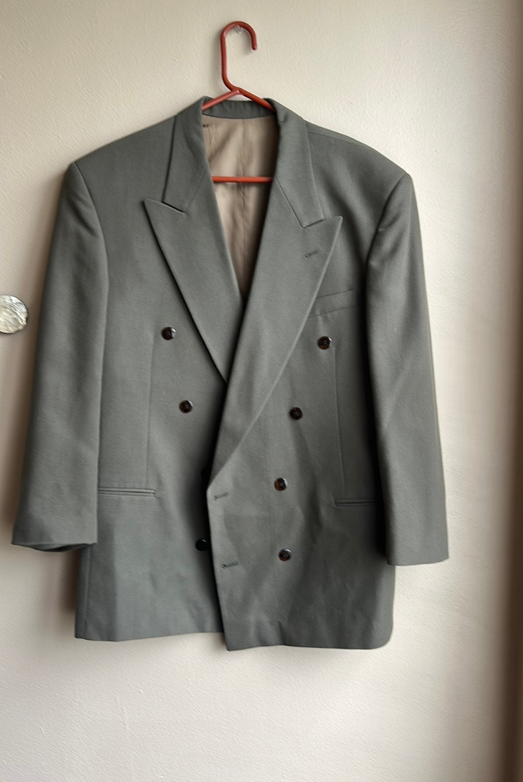 New Olive Green Blazer Sz 42 Long Mens Double Breasted