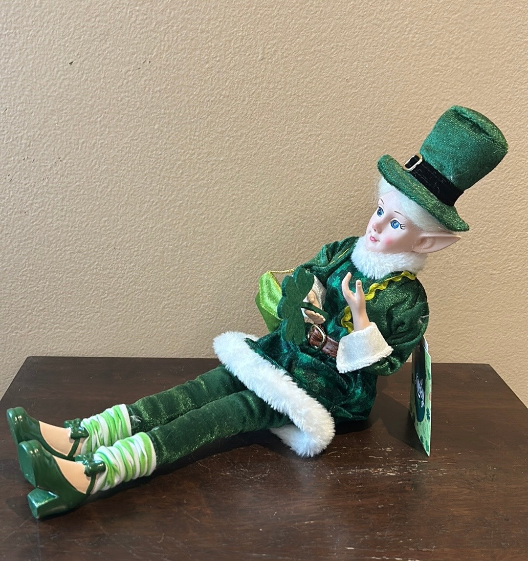 St Patrick's Day Irish Elf Female Shamrock Doll Shelf Sitter by Novogratz 18”