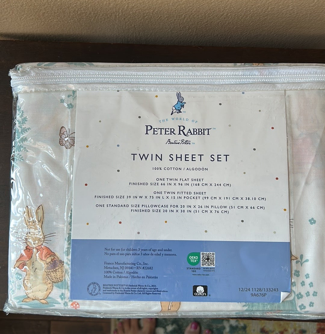 Peter Rabbit Twin Sheet Set New Cotton Easter Spring Floral