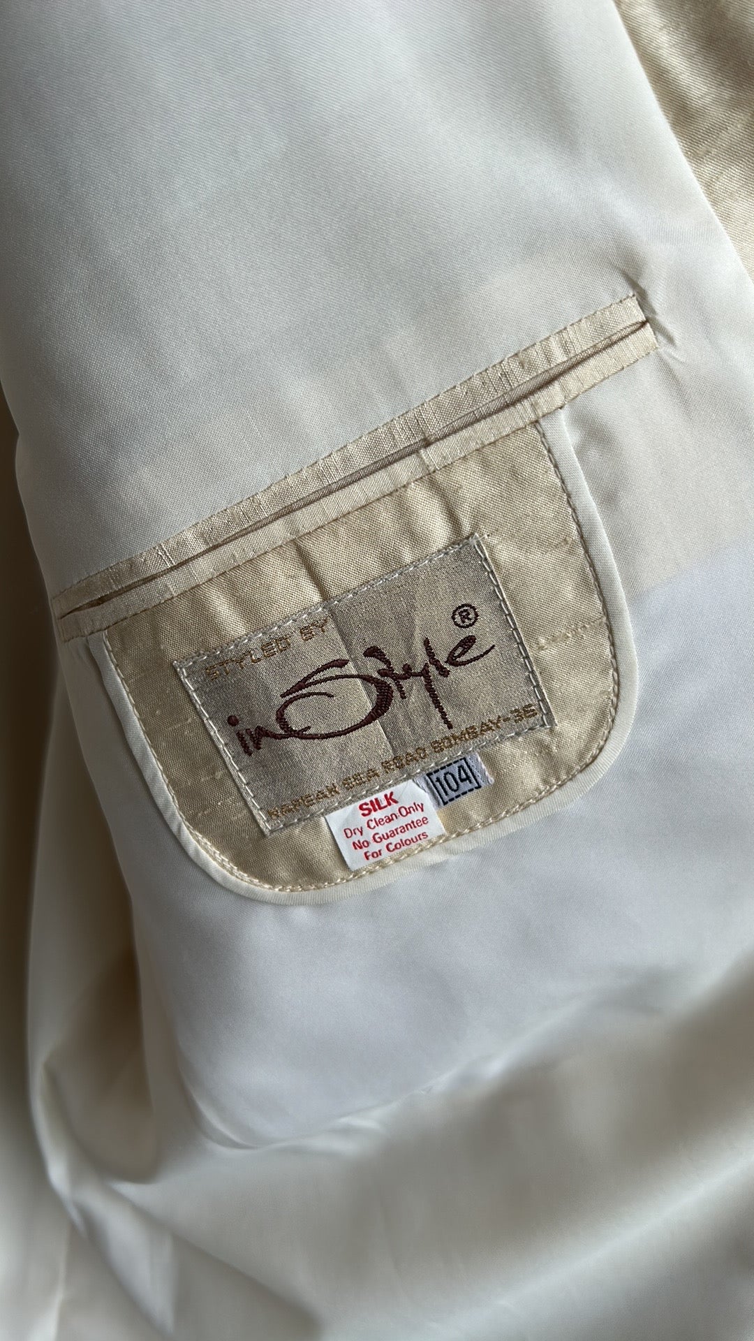 Instyle Men’s New Beige Indian Wedding Jodhpuri Silk Sz 41 Embroidered
