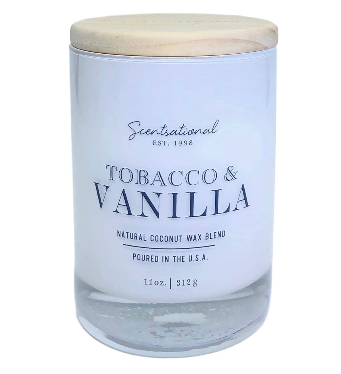 Scentsational Tabacco Vanilla Candle Large Glass Jar 11 Oz Coconut Wax Blend