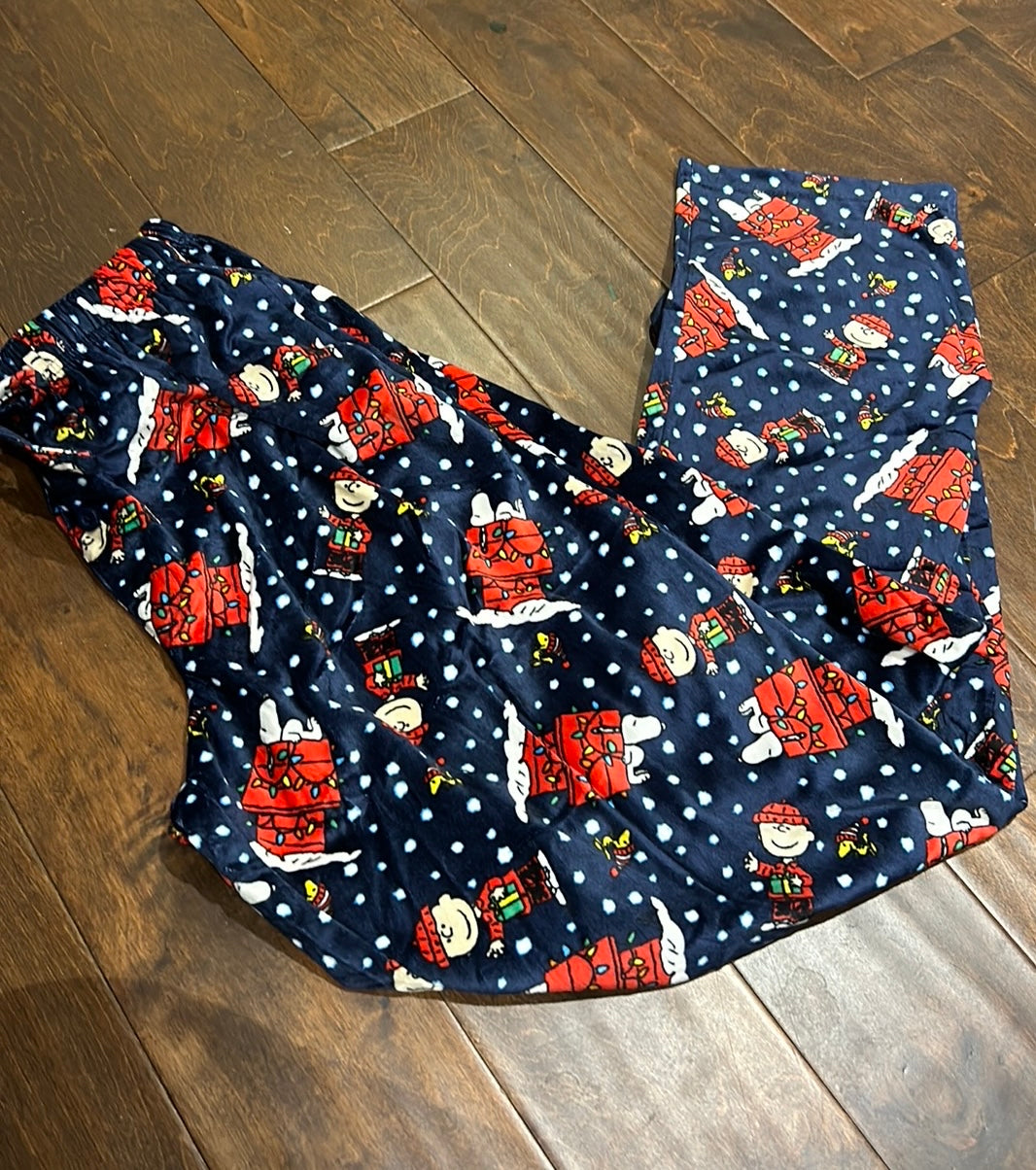 Snoopy Dog House Men’s Pajama Pants Christmas Lights New Sz S New