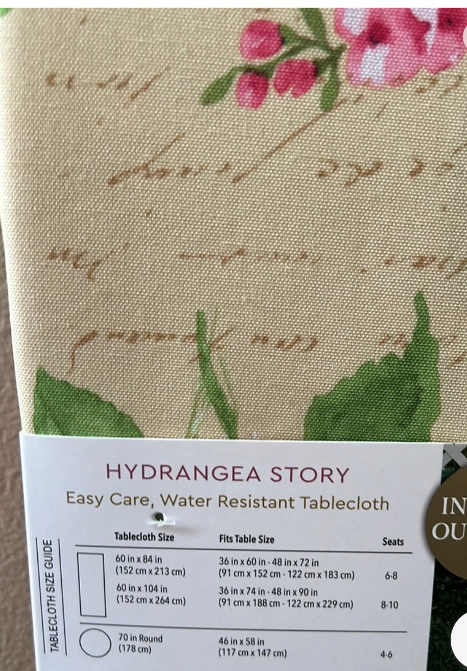 Colordrift Tablecloth Hydrangeas New Scroll Floral Spring Summer
