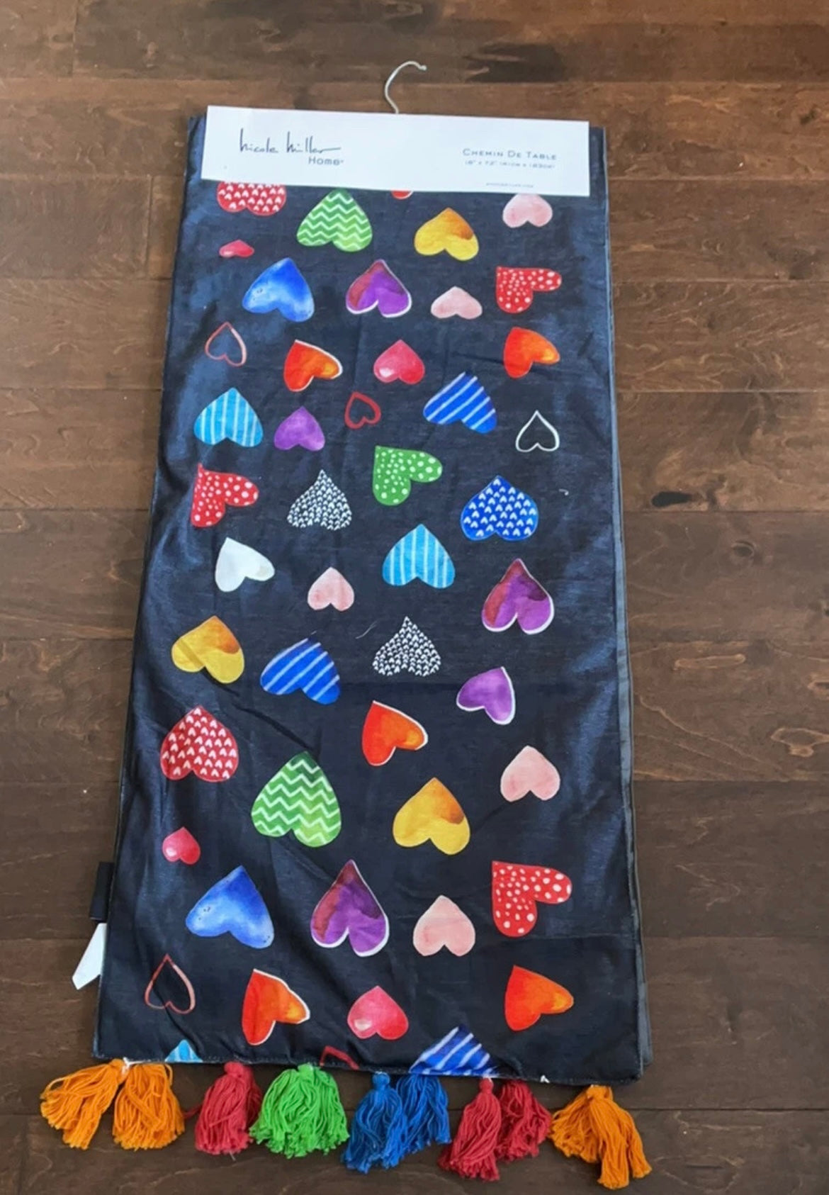 Nicole Miller Valentines Day Heart Print Pride Love Joy Table Runner 16”x72”