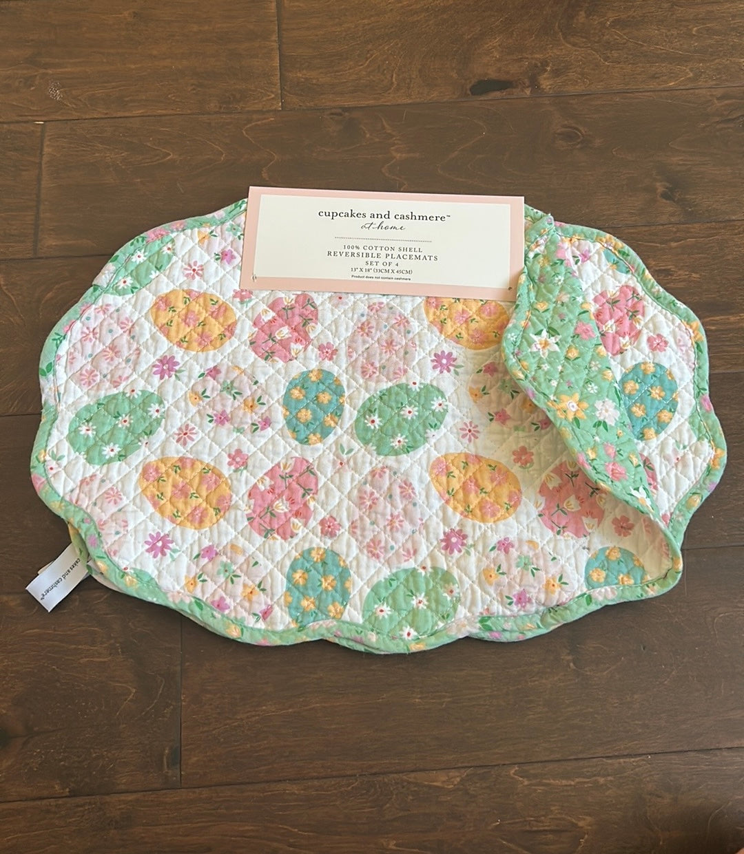Rachel Ashwell Easter Eggs Placemats Reversible Floral New Oval Pastels