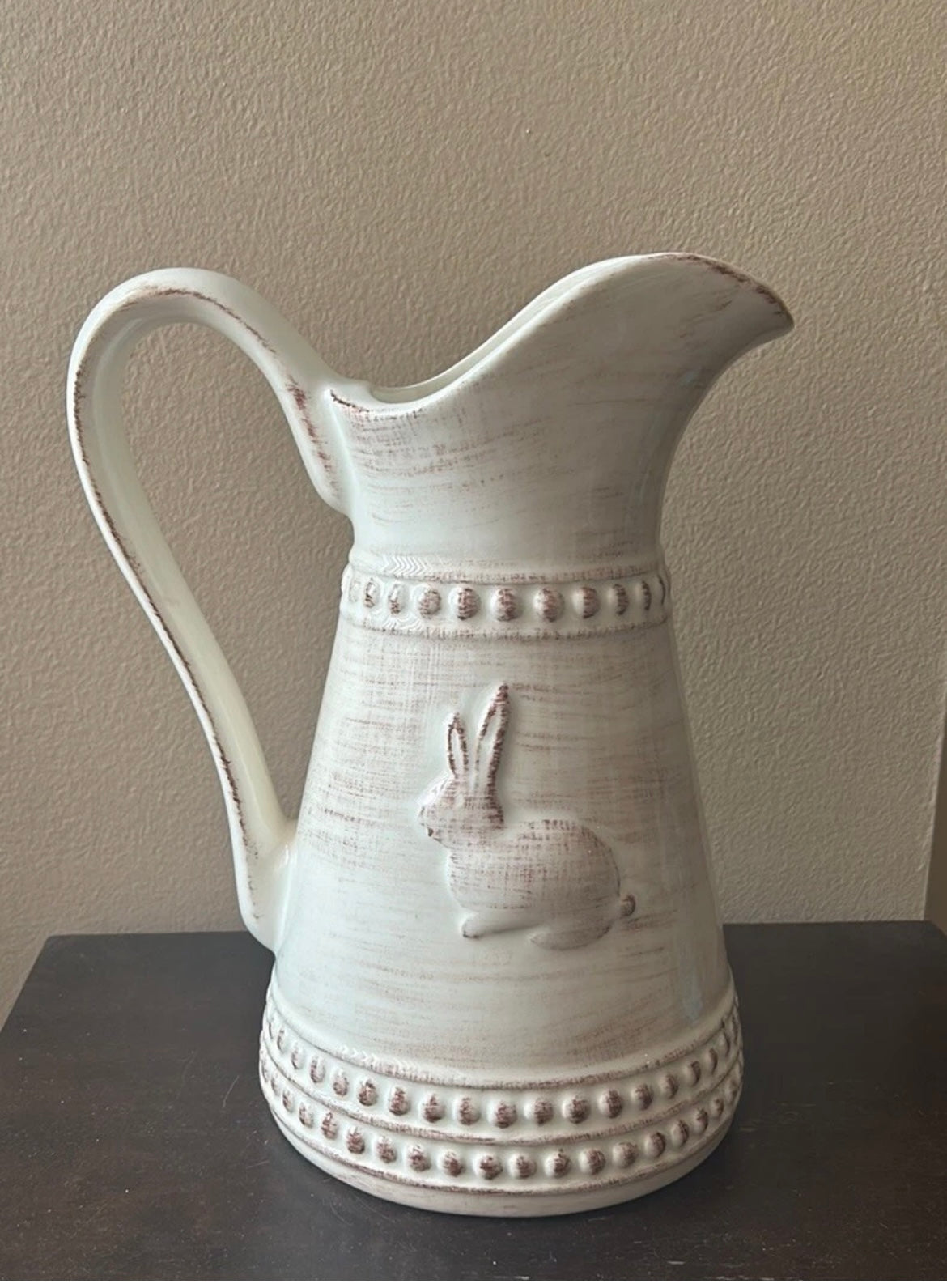 Farval Ceramics New Pitcher Bunny Easter Beige Handcrafted In Portugal