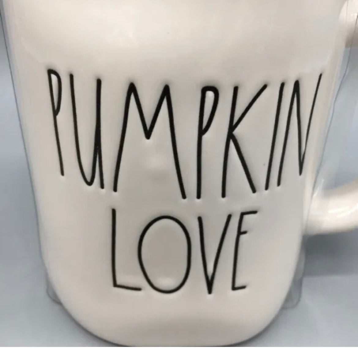 Rae Dunn White PUMPKIN LOVE Mug w Pumpkin Topper Thanksgiving Fall NEW