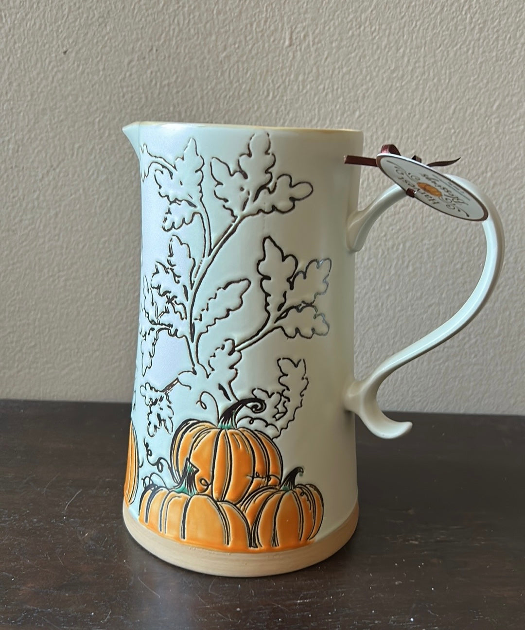 Spectrum Designz Fall Thanksgiving Pumpkin Ceramic Pitcher Stoneware Ceramic