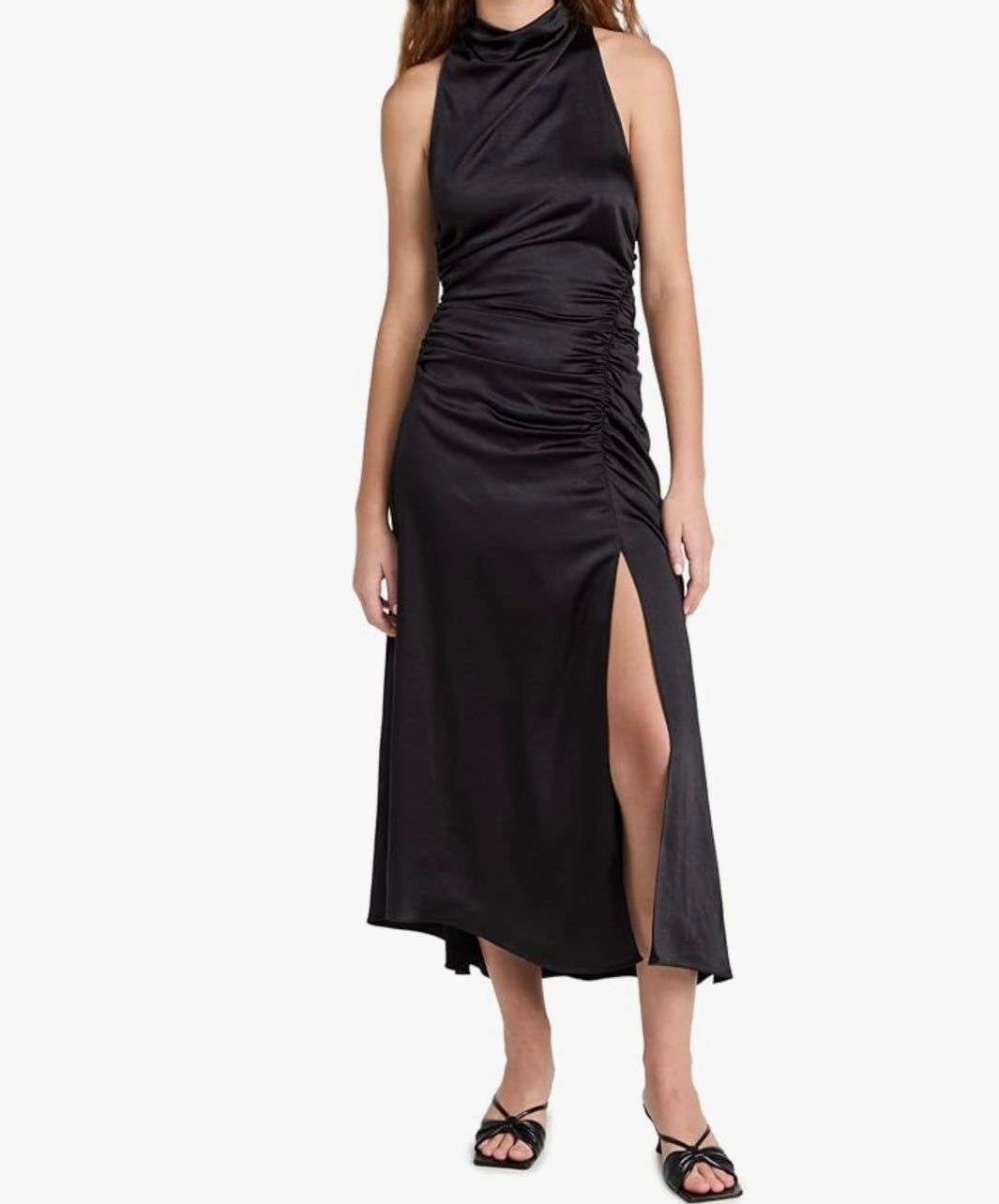 A.L.C Inez Black Midi Dress Ruched Sz S New Formal
