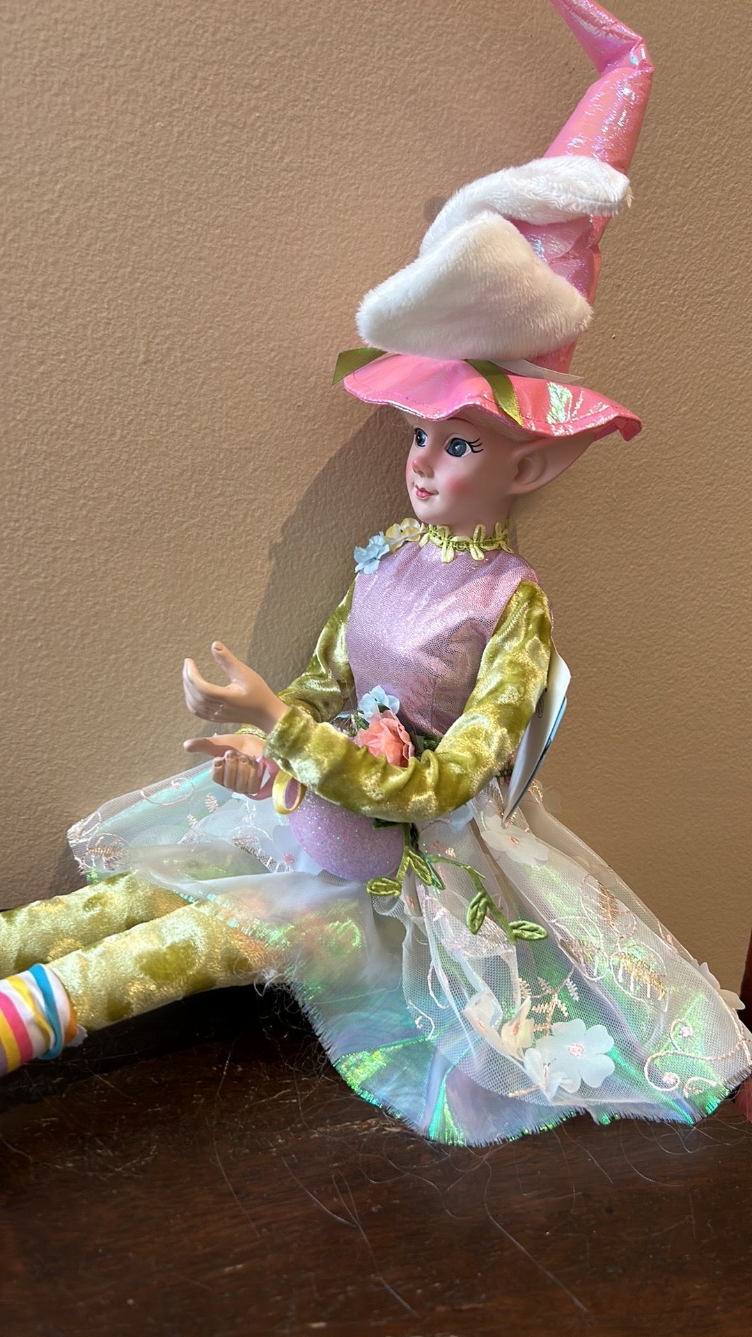 Cynthia Rowley Easter Girl Elf /Doll Holding Easter Egg 28”NWT Bunny Ears