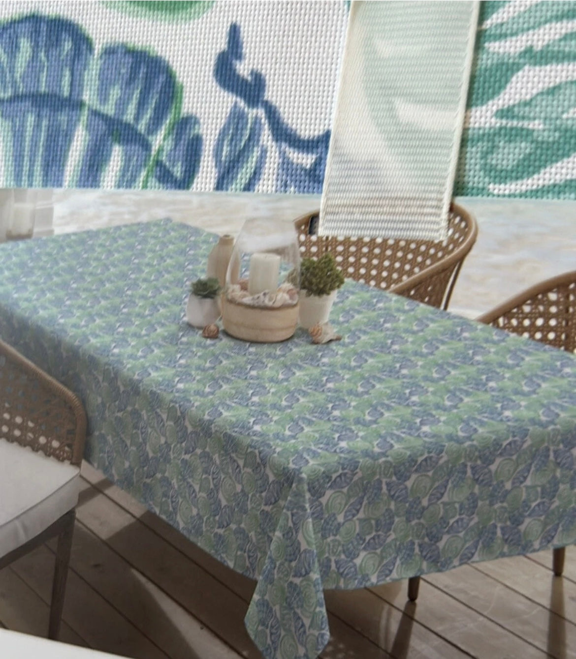 Sigrid Olsen Tablecloth Nautical Ocean Themed Shells