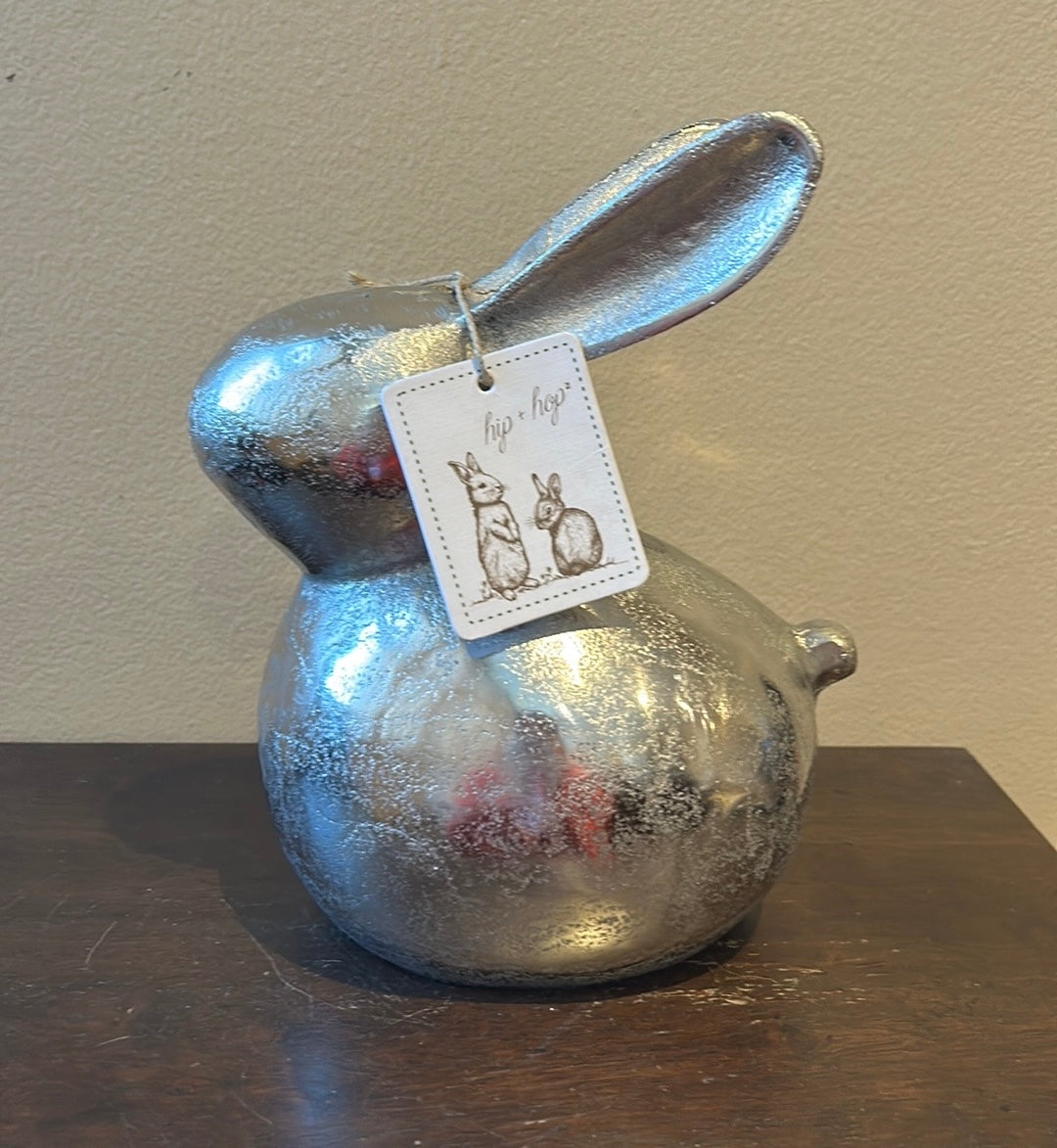 Hip + Hop Easter Bunny Figurine Metal Silver New