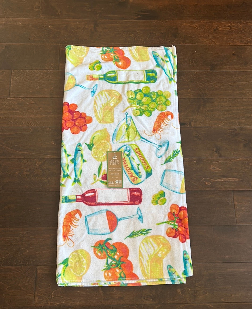 Deborah Connolly Designs Beach Towel Lemons Fruits Wine cotton Blend 36”x68"