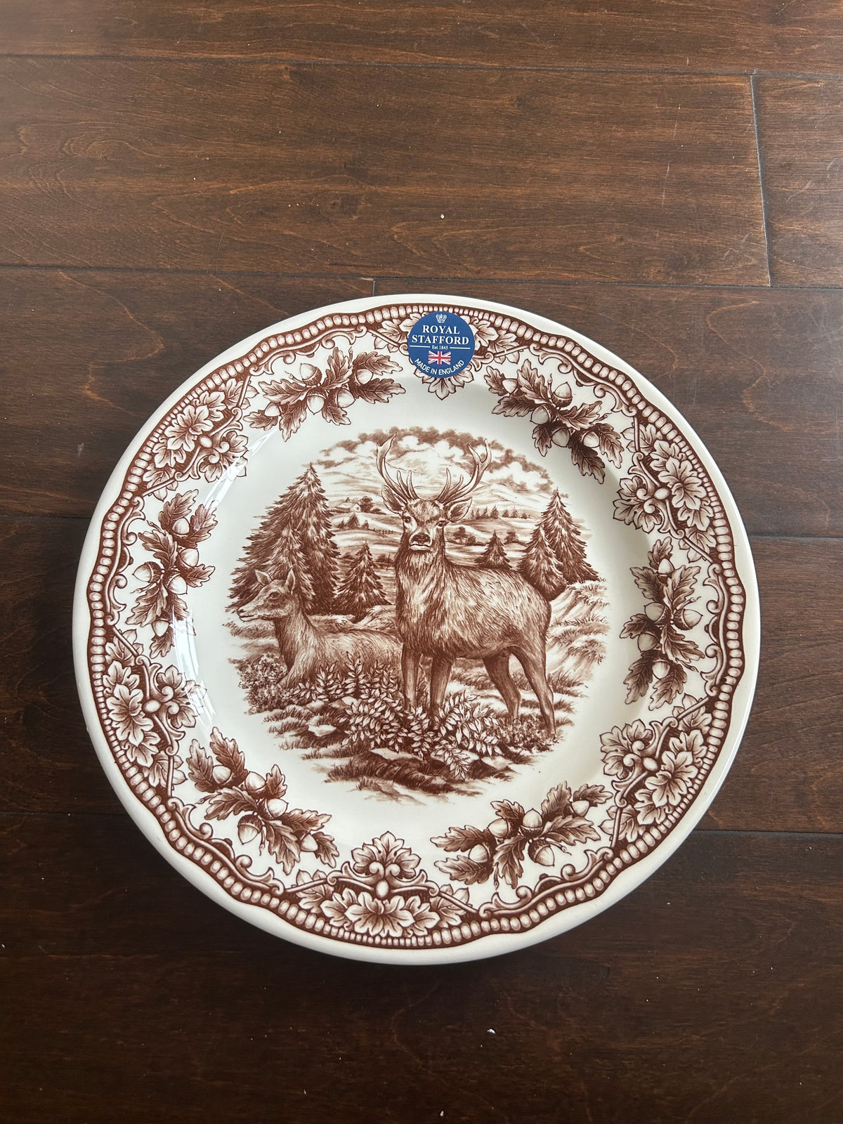 Royal Stafford Stag Deer 4 Dinner Plates New Fall Thanksgiving 11” Woodland