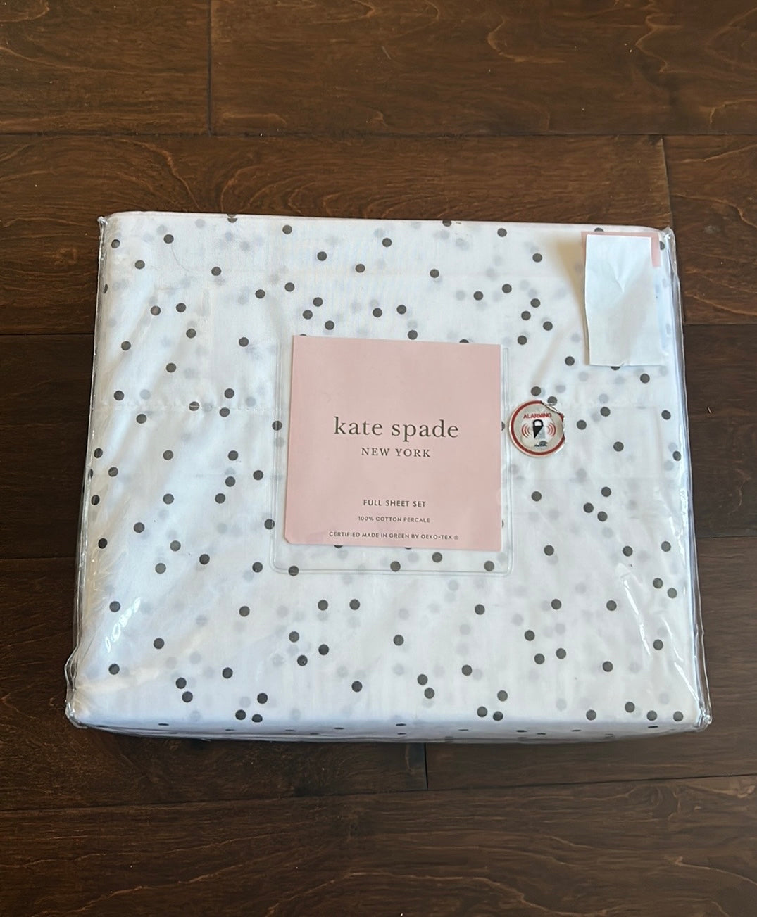 NEW 4pc Kate Spade full Sheet Set Contemporary Small Black Polka-Dots on White