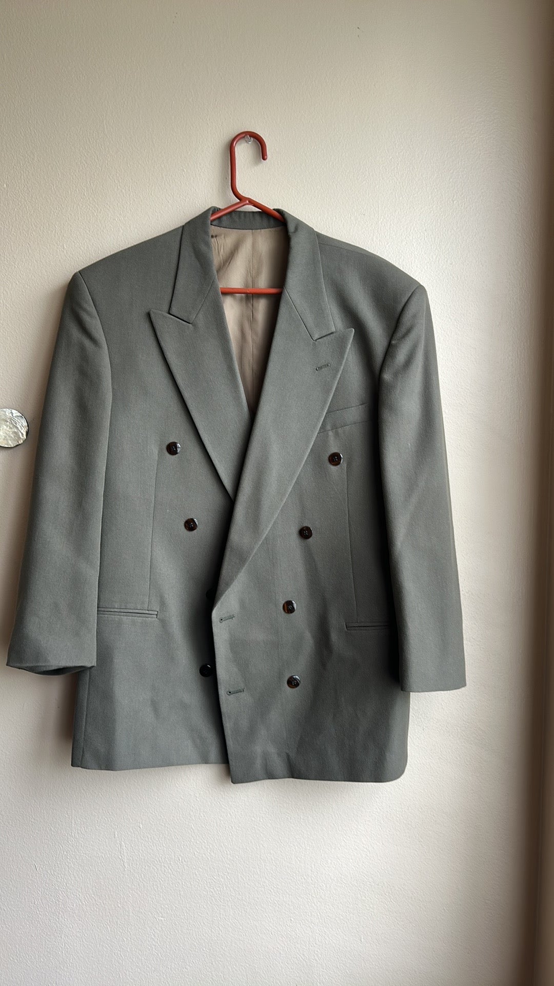 New Olive Green Blazer Sz 42 Long Mens Double Breasted