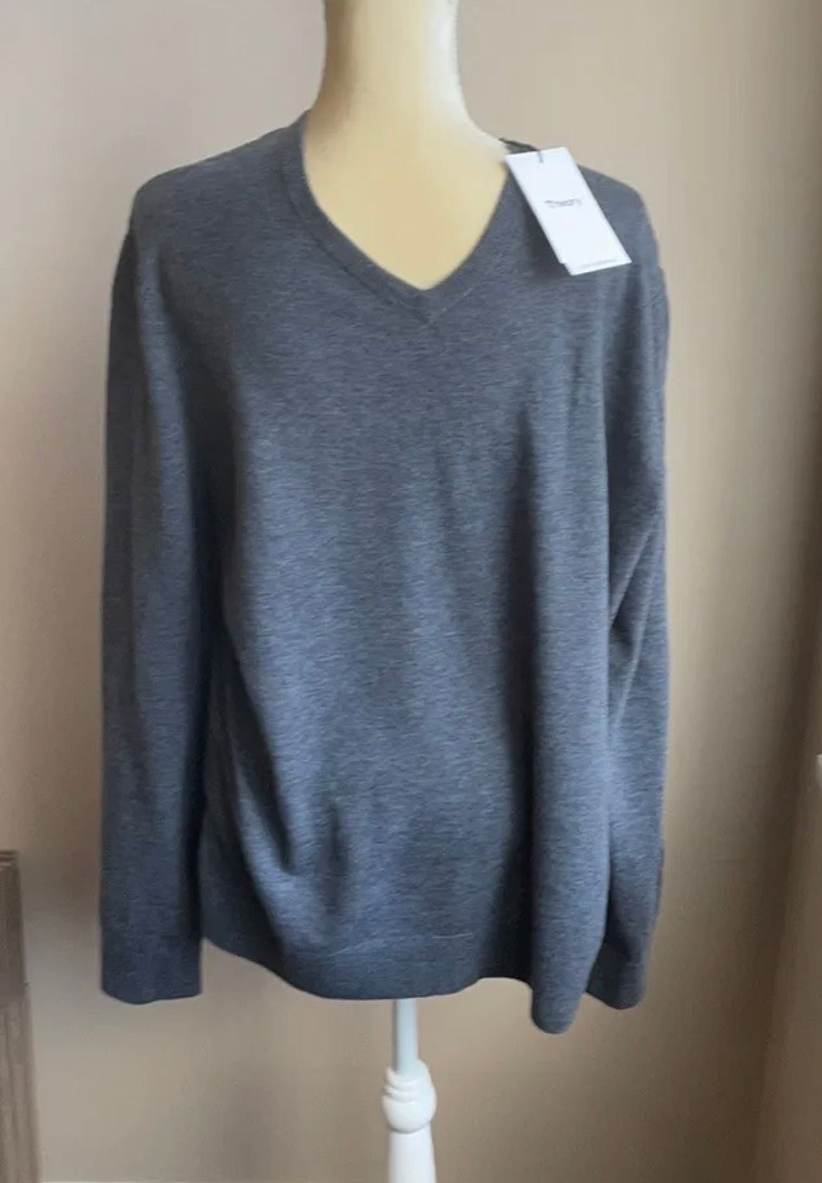 Theory Mens Sweater Charcoal Gray Size XXL Pullover Riland Wool Blend