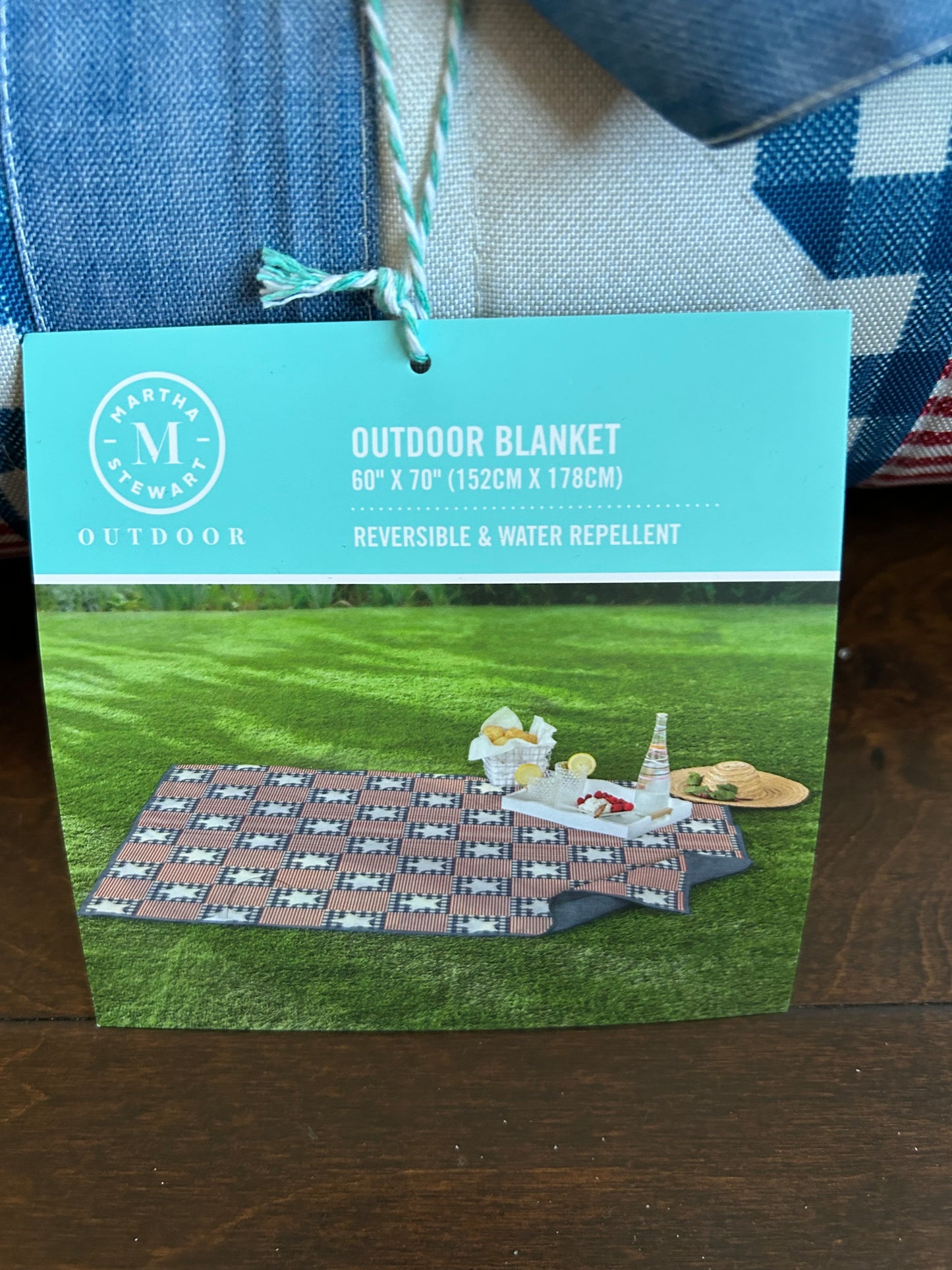 Martha Stewart Coastal Picnic Blanket Reversible Outdoor Americana 60x70"