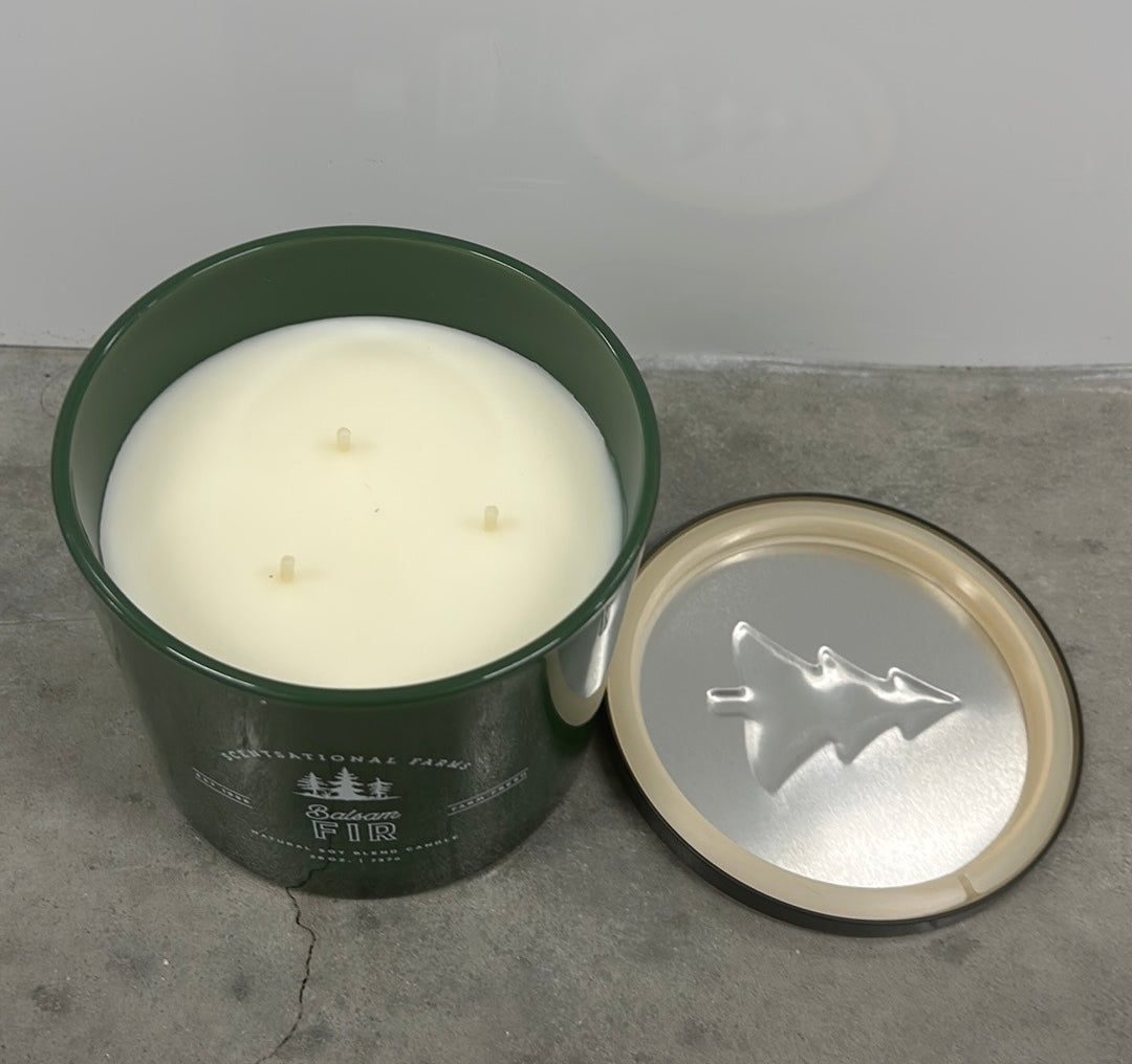 Scentsational Balsam & Fir Christmas Candle Soy Wax Blend 26 Oz Green Glass Jar