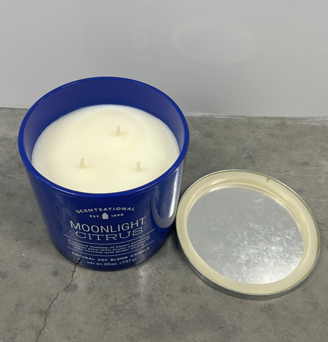 Scentsational Moonlight Citrus Candle Glass Jar 26 Oz Soy Wax Essential Oils