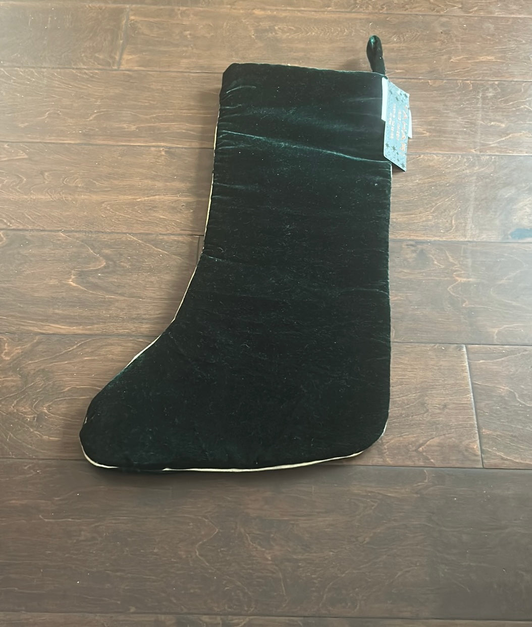 Tahari Beaded Stocking Christmas Trees Green Velvet 22” New Beaded