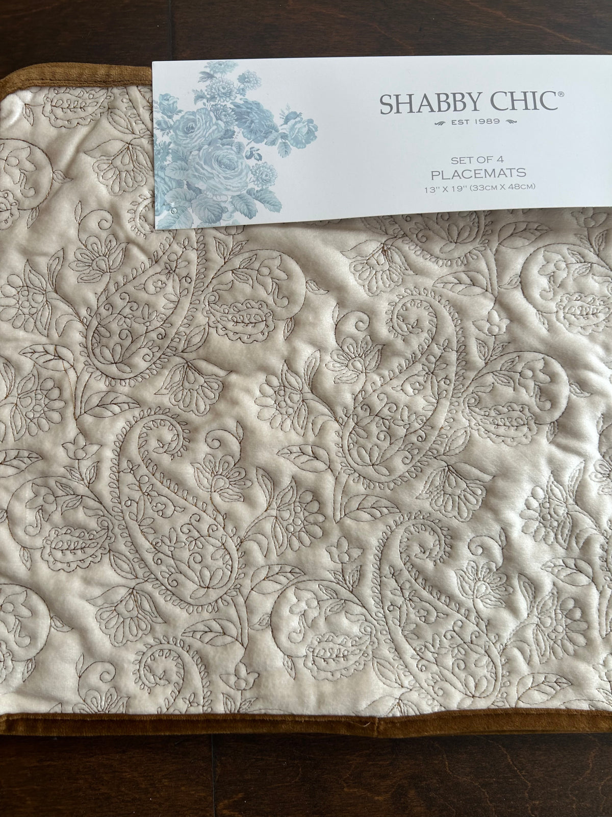 Shabby Chic 4 Scalloped Edged Quilted Placemats New Fall Thanksgiving