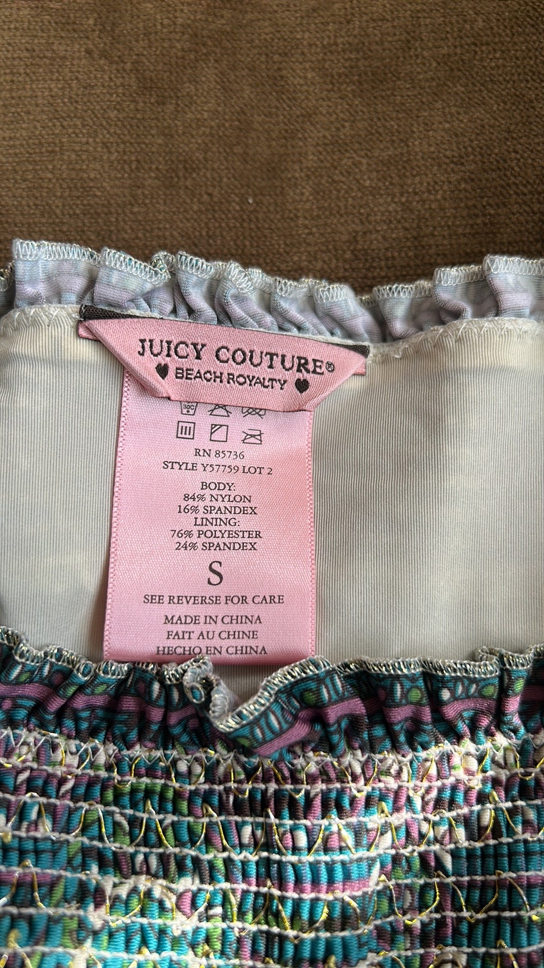 Juicy Couture Womens Smocked swim bikini bottoms ST2825 Sz S