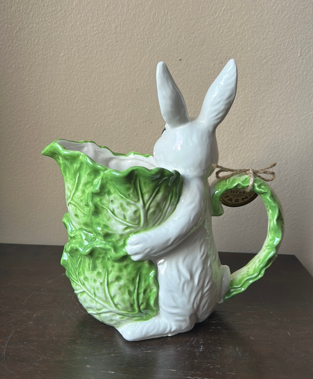 Arlington Designs Pitcher Easter Spring Cabbage Bunny Rabbit Ceramic New