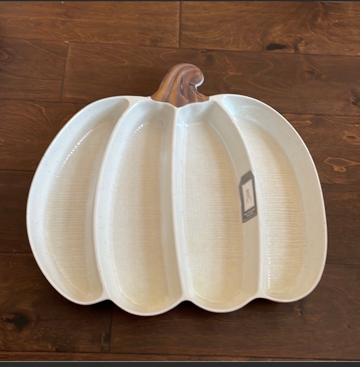 Rachel Ashwell Off White Pumpkin Shaped Melamine Divided Serving Tray Platter