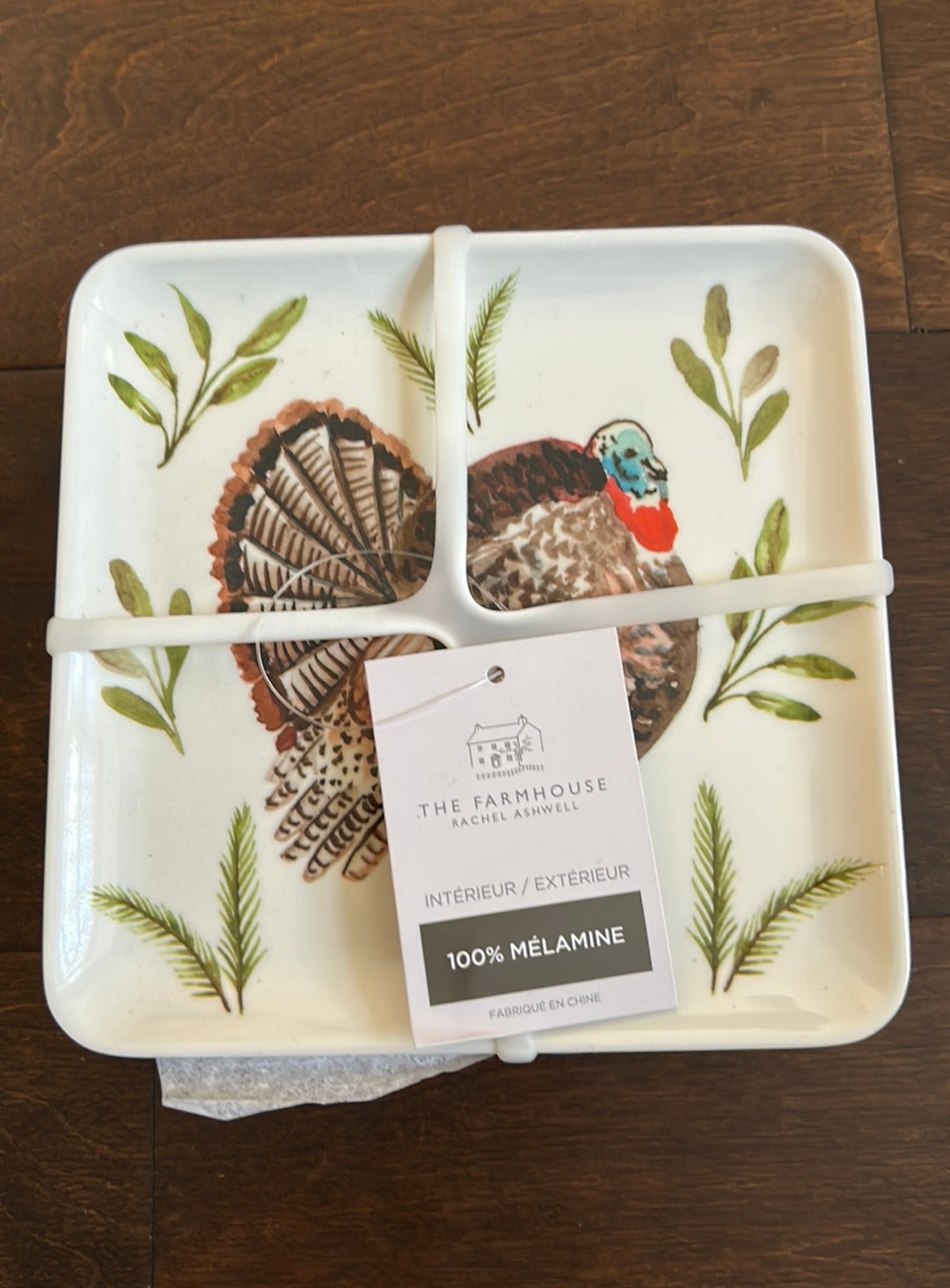 Rachel Ashwell melamine Appetizer Dessert Plates Set Of 4 Turkey Thanksgiving