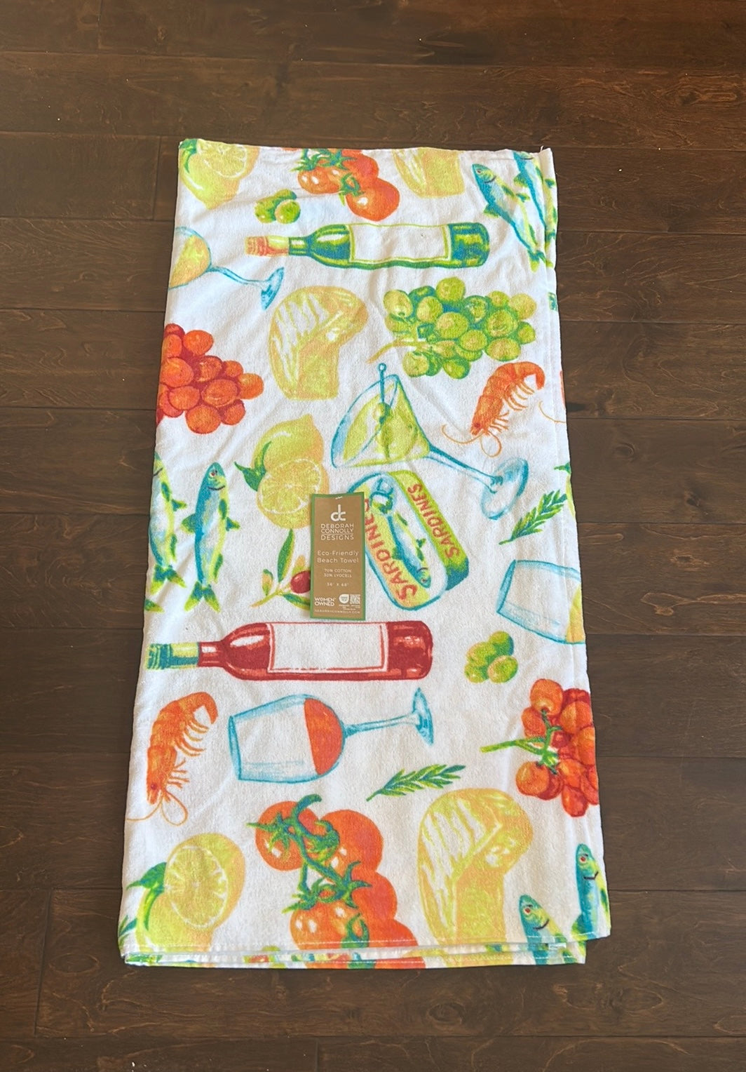 Deborah Connolly Designs Beach Towel Lemons Fruits Wine cotton Blend 36”x68"