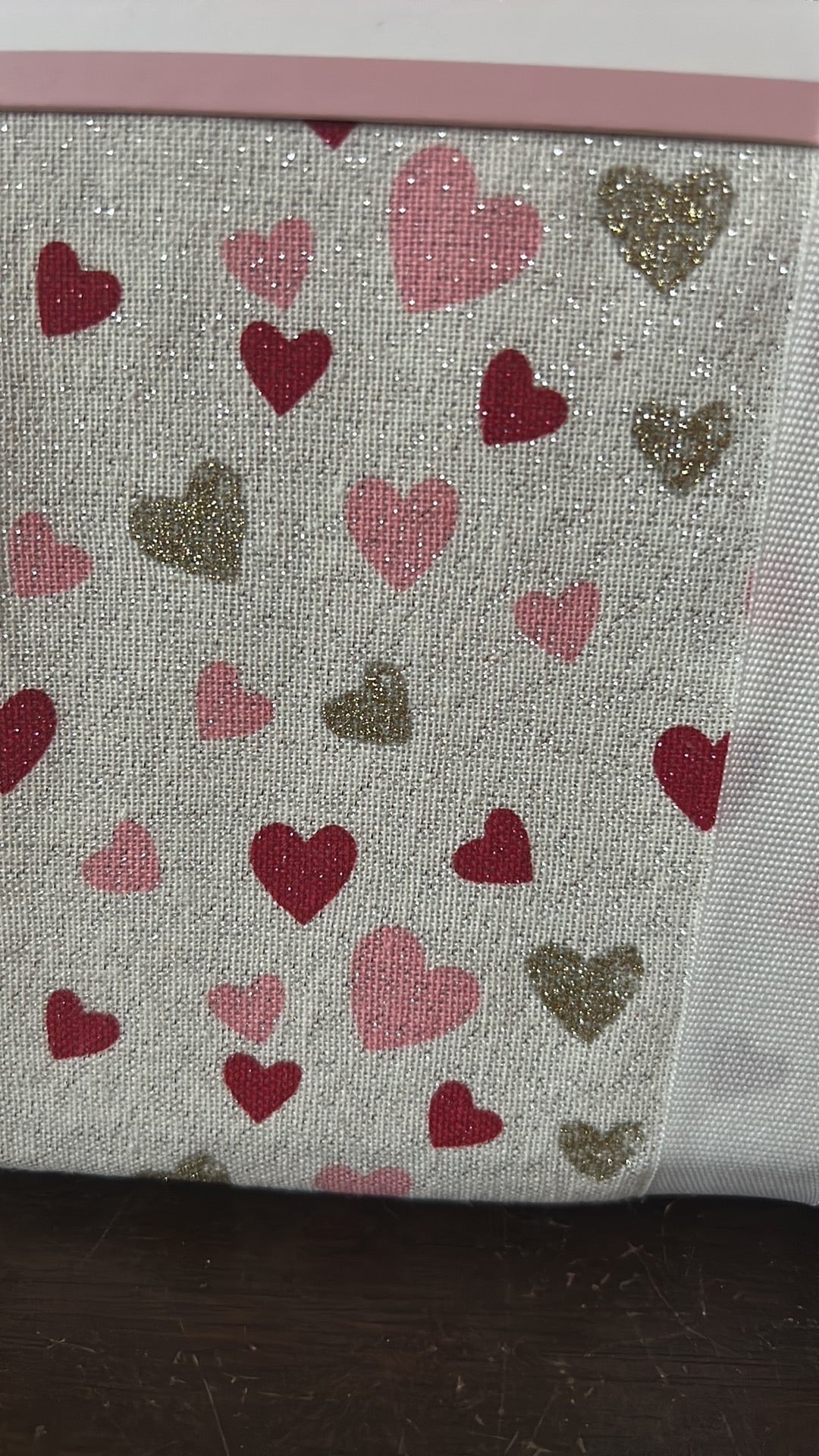 Cupcakes & Cashmere Valentines Day Hearts Shimmery Tablecloth 60”x 120”