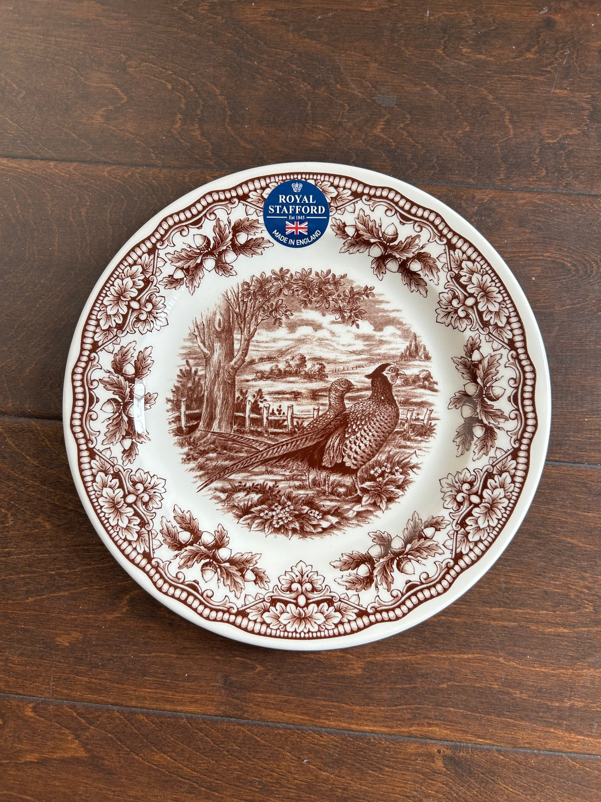 Royal Stafford Pheasant Thanksgiving Dinner Plates Set of 4 Brown Woodland