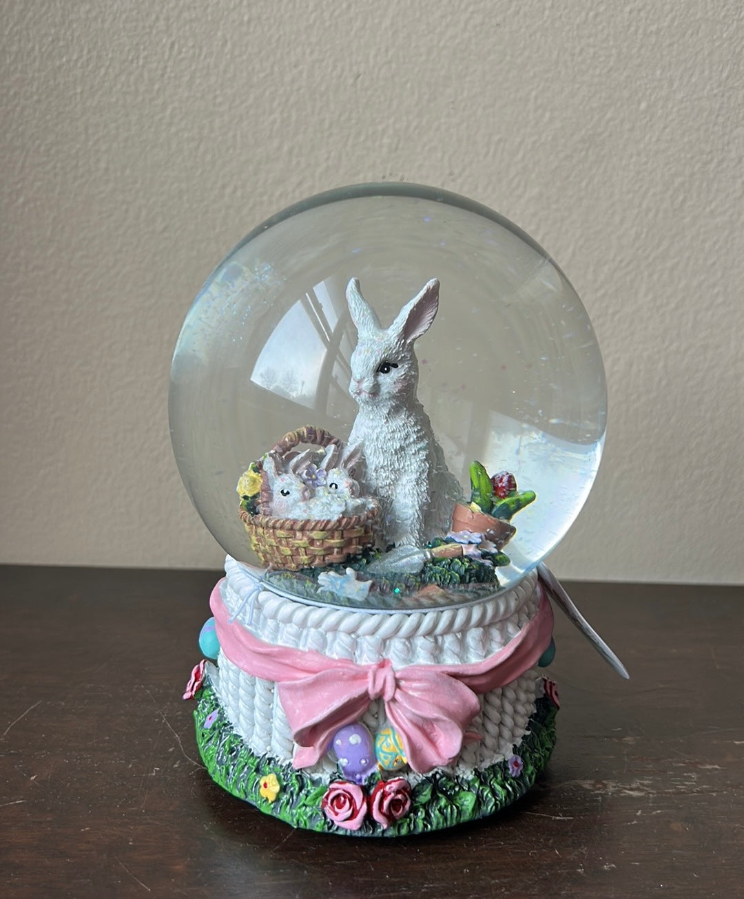 Bunny Boulevard Musical Snowglobe New Easter Bunny Baby Bunnies In Basket