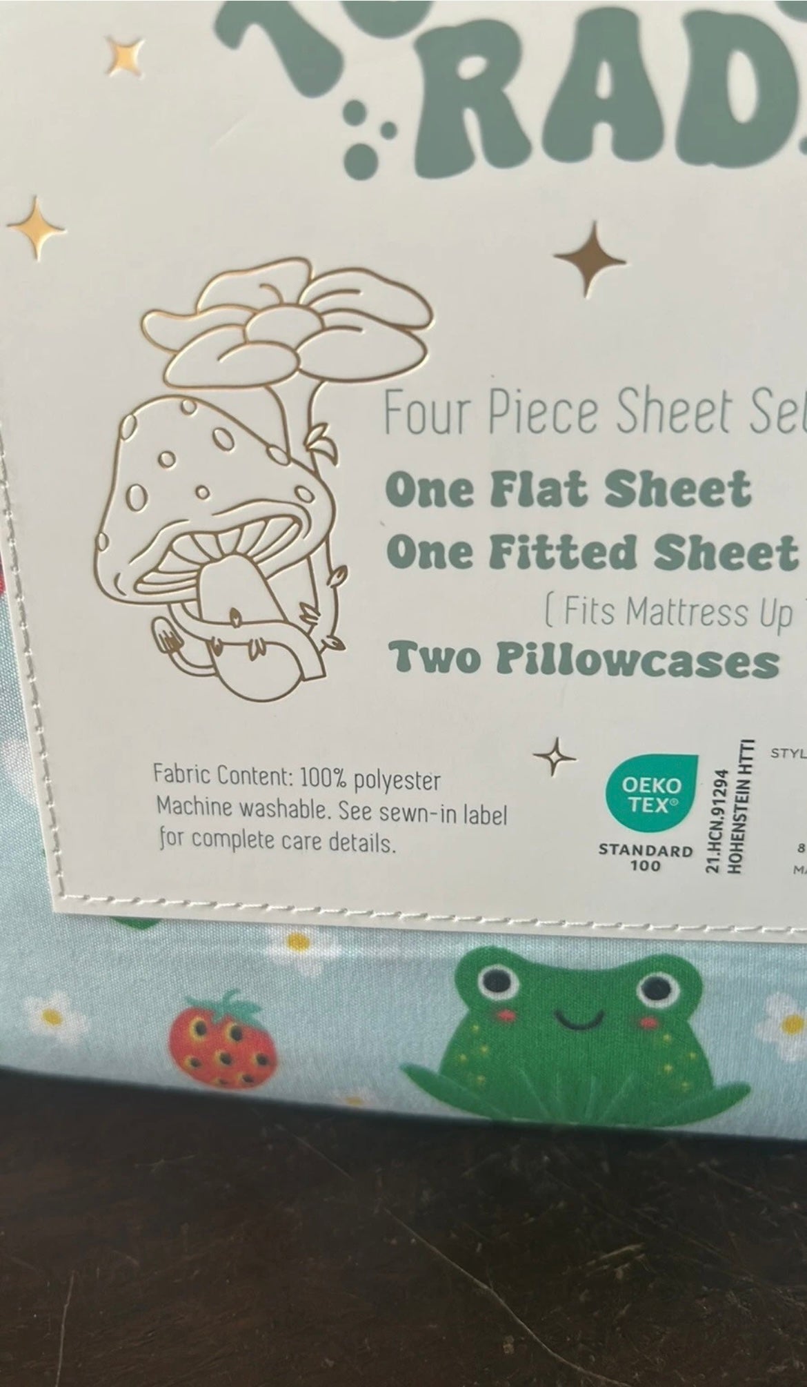 Toadally Rad Full Sheet Set Toads Frogs Strawberries New Ladybug