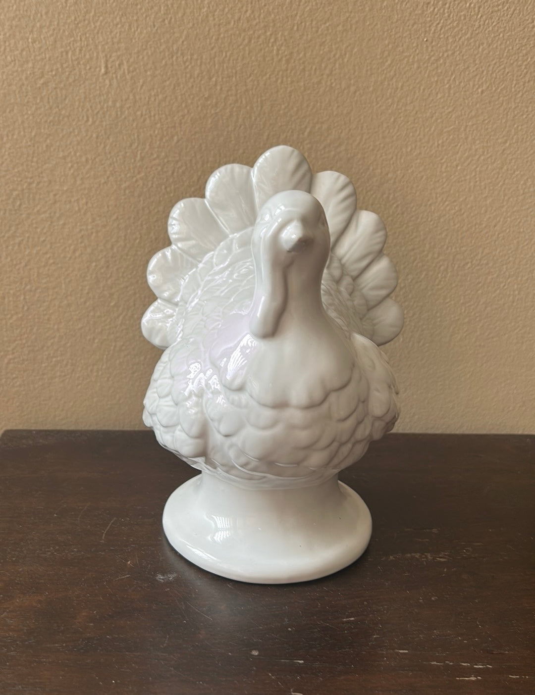 Cute Ceramic Turkey Thanksgiving Fall Figurine New 8” Tall White