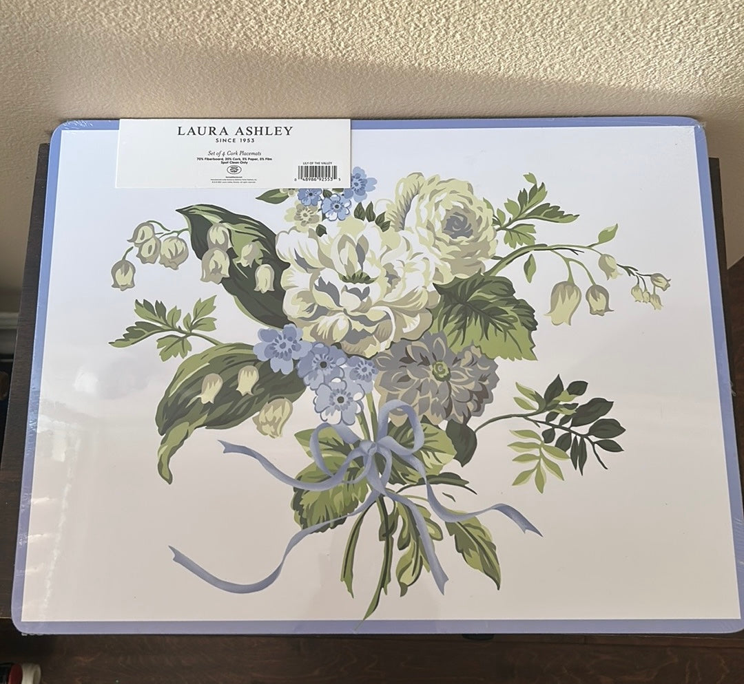 Laura Ashley Set Of 4 Cork Placemats New Floral Spring