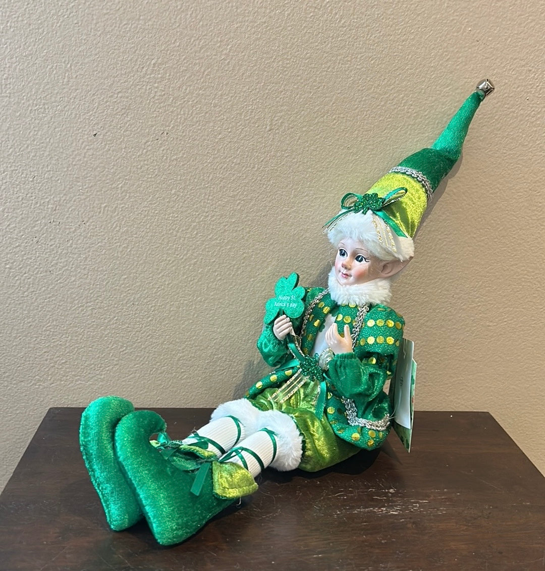 St Patrick's Day Irish Elf Female Shamrock Doll Shelf Sitter by Novogratz 18”
