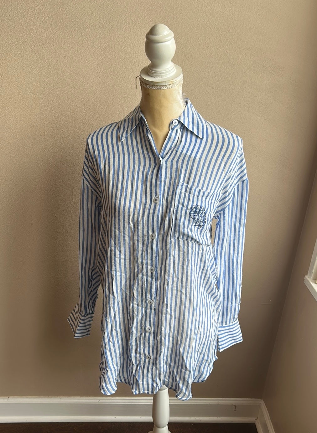 Blue Island Women’s New Coverup Striped The Hamptons Blue White Starfish