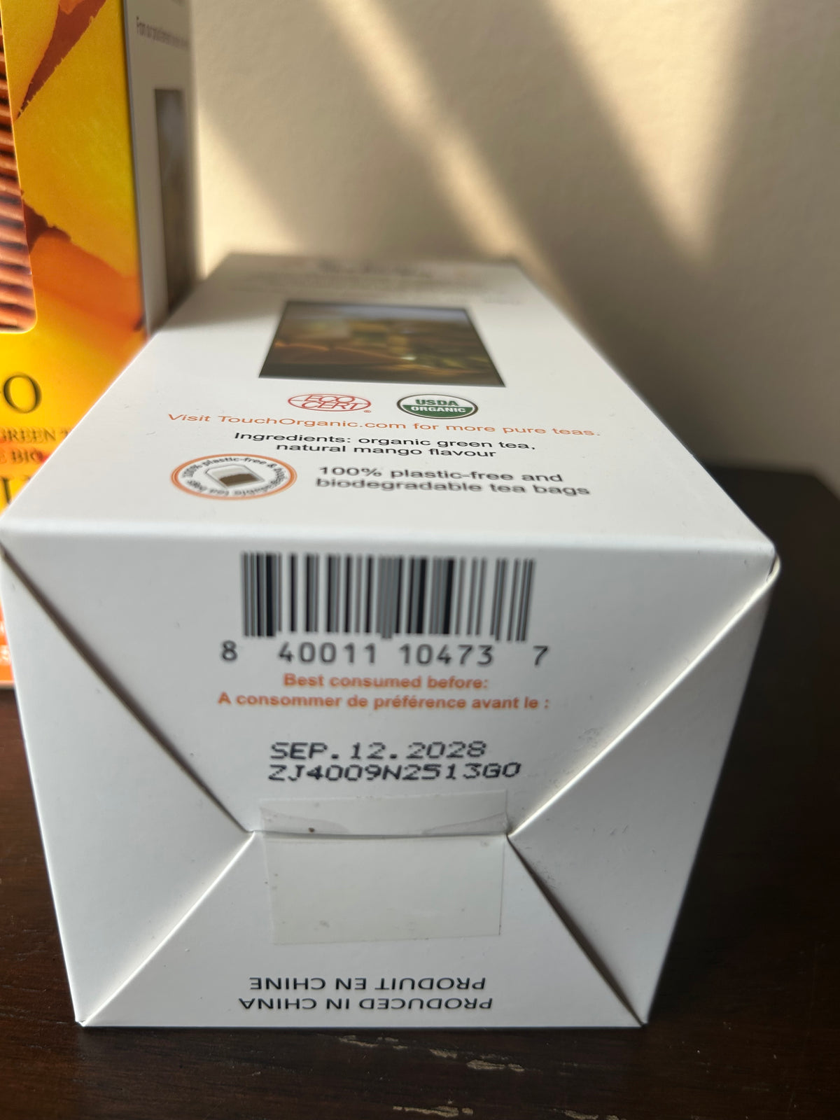 2 Touch Organic Mango Green Tea Bags, 40 Bags Each 2.5 oz Exp 09/28