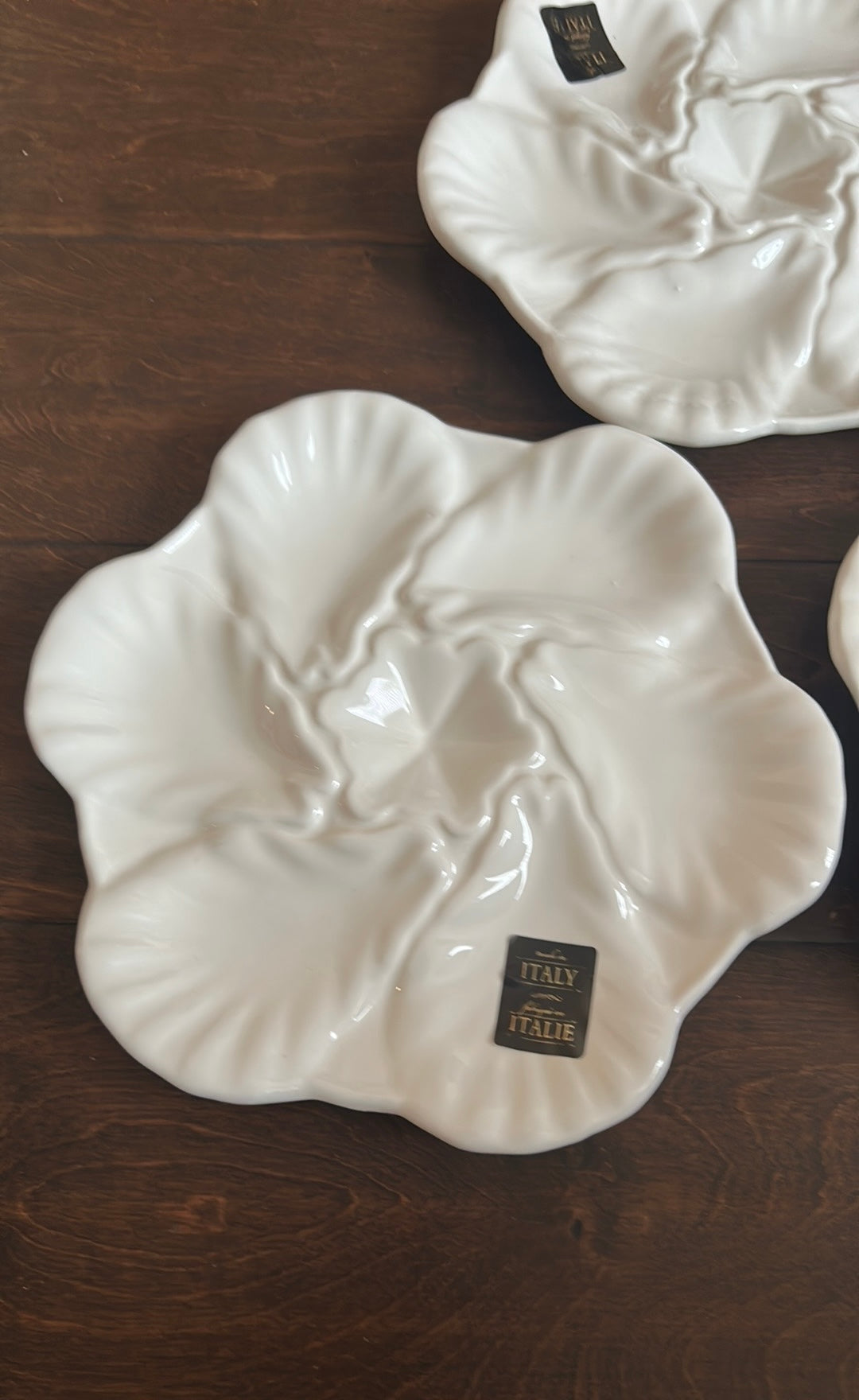 3 Maioliche Jessica Ceramic Oyster Platter White Made In Italy Each Holds 6 Oyst
