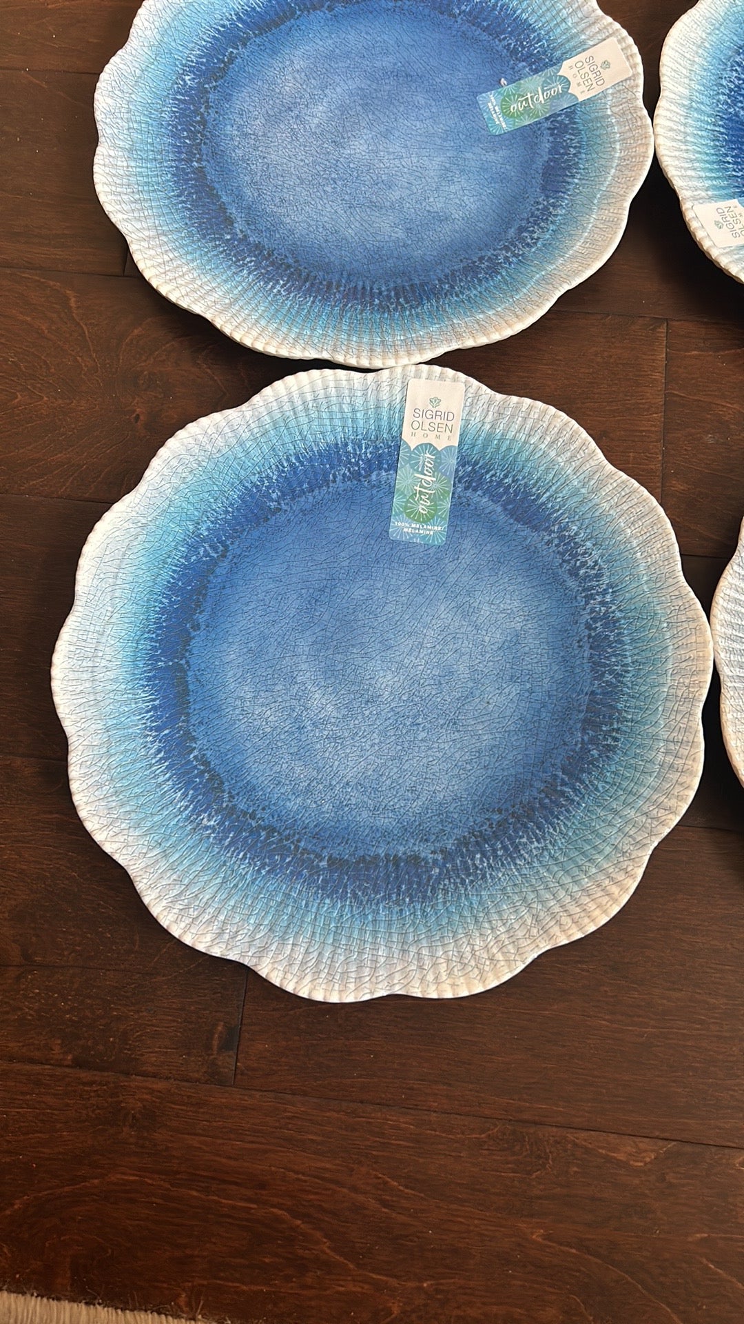 Sigrid Olsen Ocean Themed Blue Dinner Plates Melamine New Scalloped Set Of 4