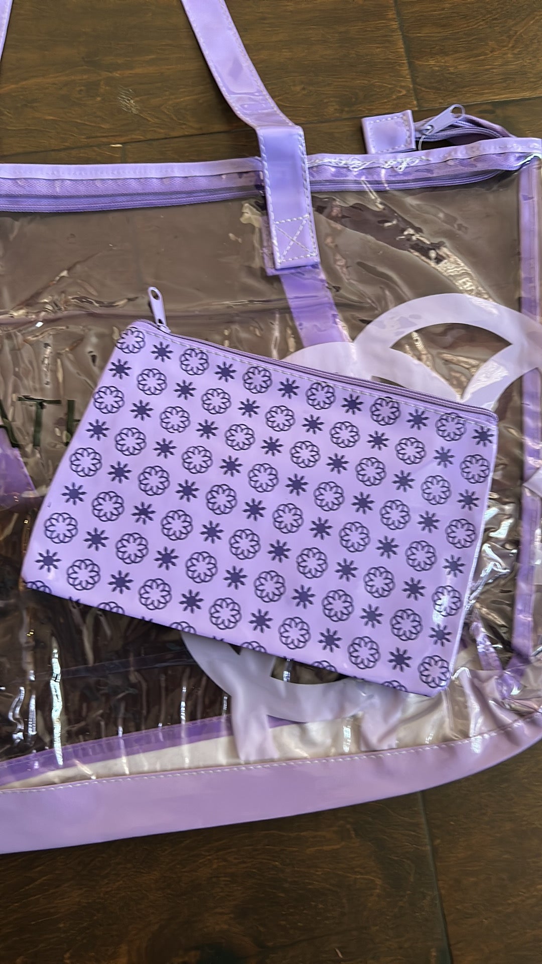 Catherine’s New Purple Clear Beach Bag & Pouch Large