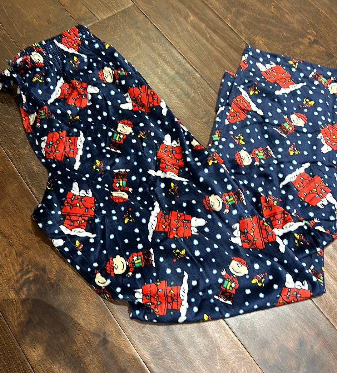 Snoopy Dog House Men’s Pajama Pants Christmas Lights New Sz S New