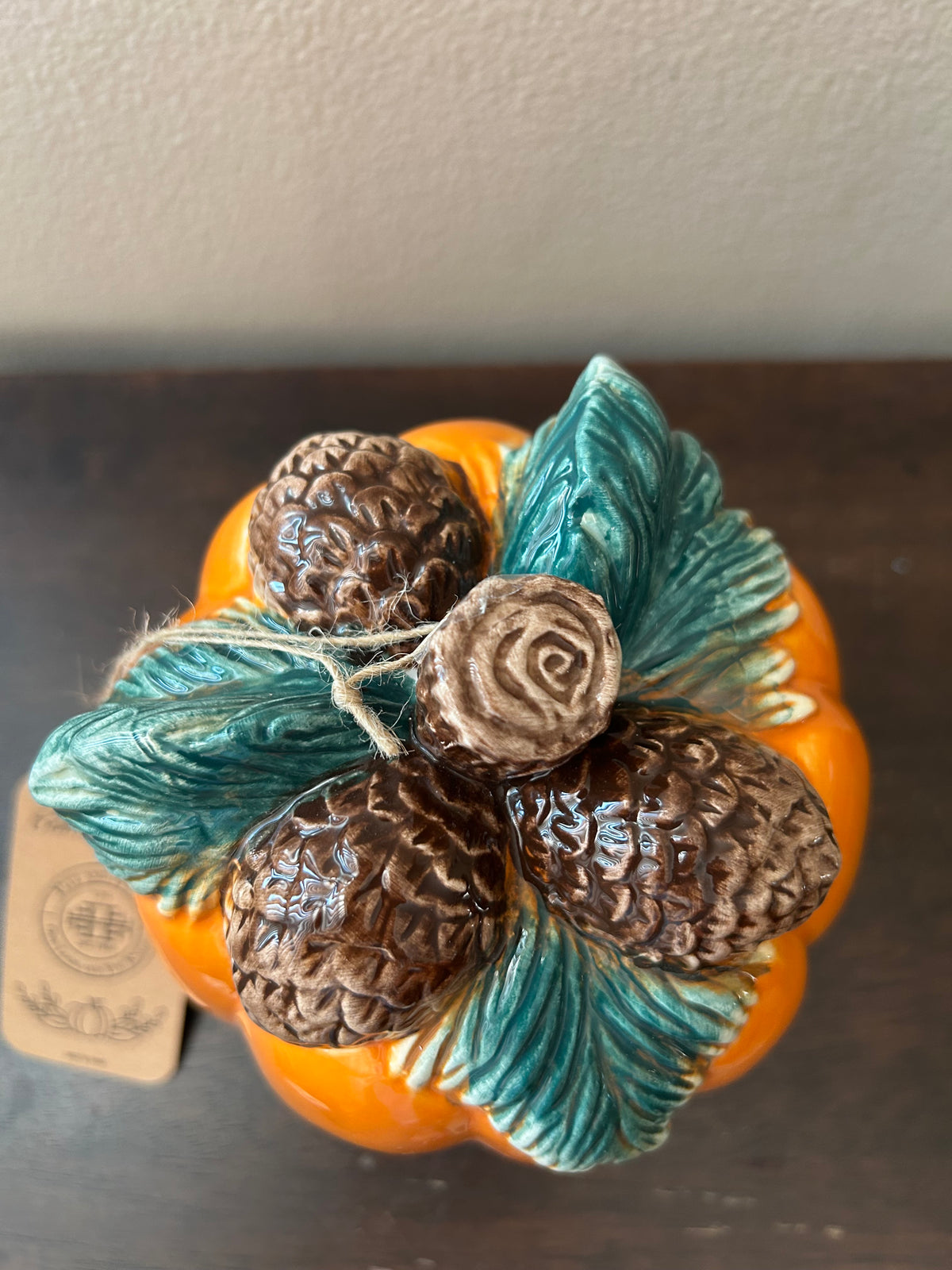 Fitz & Floyd Ceramic Pumpkin Orange Acorn New Thanksgiving Decor