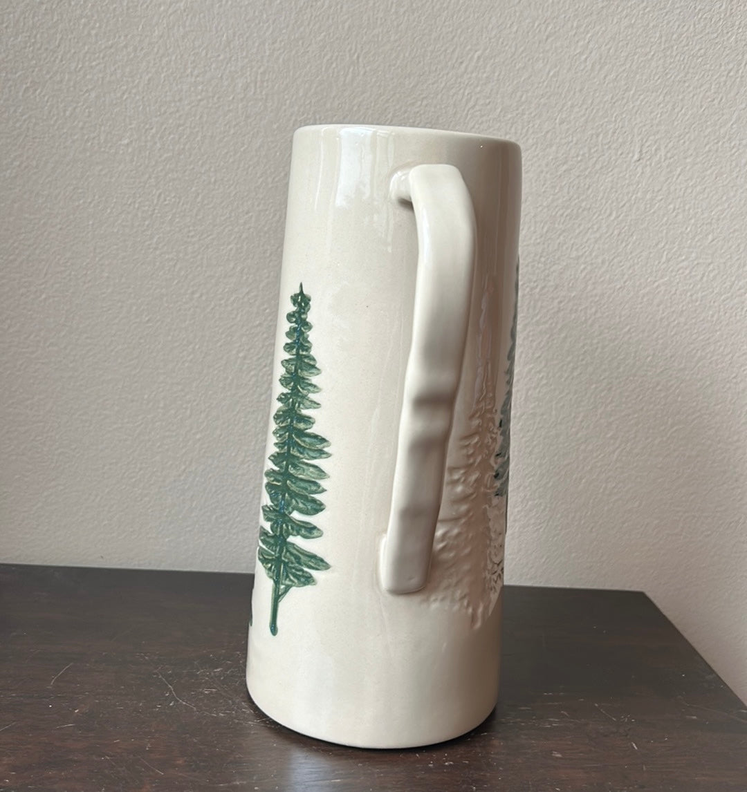 Potters Studio Ceramic Pitcher Christmas Evergreen Trees Ceramic New